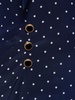 Polka dot print silk midi dress w/ruffle