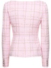 Sequined checked tweed round neck jacket