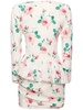 Rose print silk mini dress