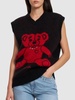 Wool knit vest w/ bear and crystals