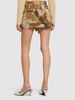 Belted denim mini cargo skirt