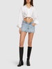 V front denim mini skirt