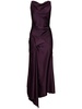 Draped crepe satin midi dress