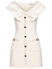 Off-shoulder cady mini dress w/ bow