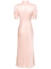 Silk satin short sleeve long dress