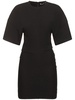 Drop shoulder cotton blend mini dress