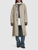 Belted cotton twill long trench coat