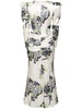 Rose print silk satin dress w/ bow