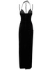 Velvet embellished cutout long dress