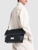 Grained leather & canvas crossbody bag