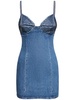 Embellished cotton denim mini dress