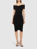 Off-the-shoulder ruched mini dress