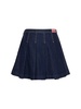 Pleated cotton denim mini skirt