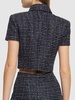 Sequined tweed crop top w/bow
