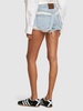 Frayed denims short w/ silk boxers