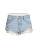 Frayed denims short w/ silk boxers
