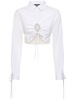 Cotton crop shirt w/ rib knit back