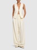 Adjustable pleated wool pants