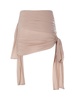 Draped jersey mini skirt w/bows