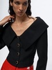 Off-shoulder wool cardigan