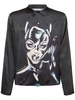 Sojama Cat Woman print satin shirt