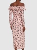 Printed silk off-the-shoulder midi dress