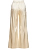 Silk blend elastic waist wide pants