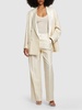 Printed jacquard high rise wide pants