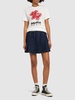 Pleated cotton denim mini skirt