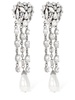 Crystal heart earrings w/ fringes