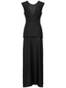 Open back long dress w/ silk skirt