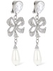 Crystal bow & faux pearl earrings