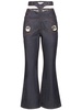 Butterfly raw cotton denim crop jeans