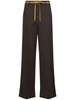 Cotton gabardine wide leg pants