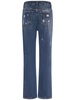 Distressed denim straight jeans