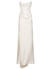 Galaxy satin cape corset bridal gown