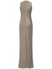 Viscose blend crepe long dress