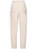 Cotton blend striped high rise pants