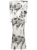 Rose print silk satin dress w/ bow