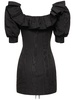 Moiré mini dress w/ lace-up detail