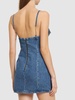 Embellished cotton denim mini dress