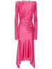 Asymmetric viscose jersey midi dress