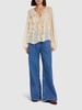 Ruffled silk georgette shirt