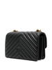 'Love One Mini' Black Crossbody Bag with Love Birds Detail in Chevron Leather Woman