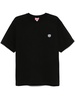 Black cotton T-shirt with embroidered tiger logo