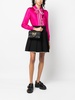 'Love One Mini' Black Crossbody Bag with Love Birds Detail in Chevron Leather Woman