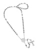 Stainless Steel Our Father Lords Prayer Charm & Rosary Necklace
