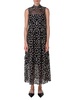 Geometric Metallic Tulle Mock Turtleneck Midi-Dress