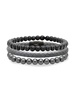 3-Piece Black IP, Stainless Steel & Leather Bracelet Set