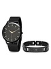 2-Piece 44MM Black Stainless Steel Watch & Bracelet Set